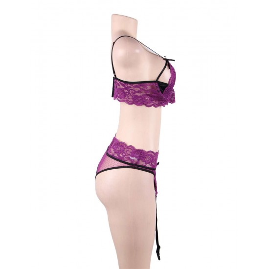 Purple Deluxe Lace Bra Set