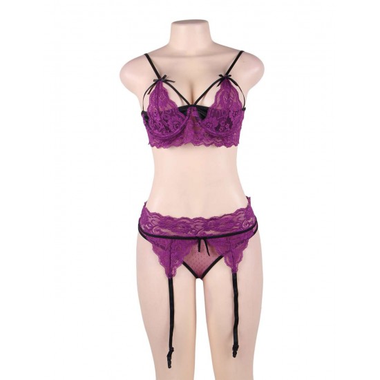 Purple Deluxe Lace Bra Set