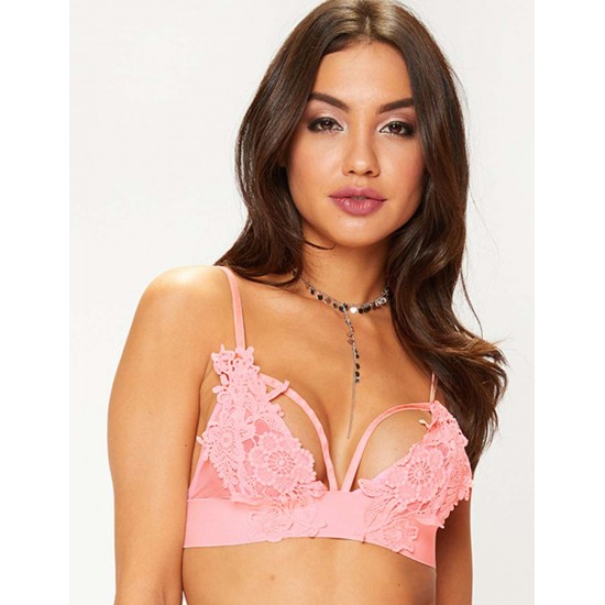 Plus Size Pink Lace Bralette Top