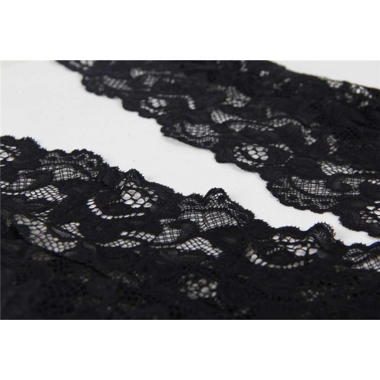 Plus Size Black lace Deep V Collar Chemise Dress