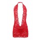 Valentine's Day Red lace Deep V Collar Chemise Dress