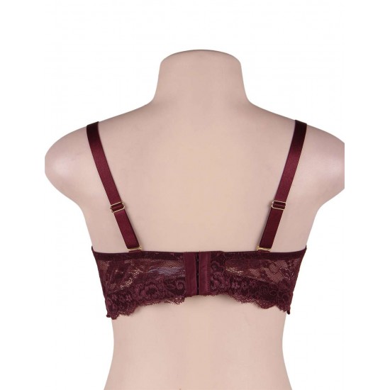 Wine Red high-quality lace comfortable T-shirt bra