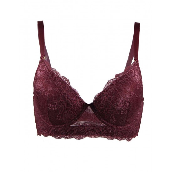 Wine Red high-quality lace comfortable T-shirt bra