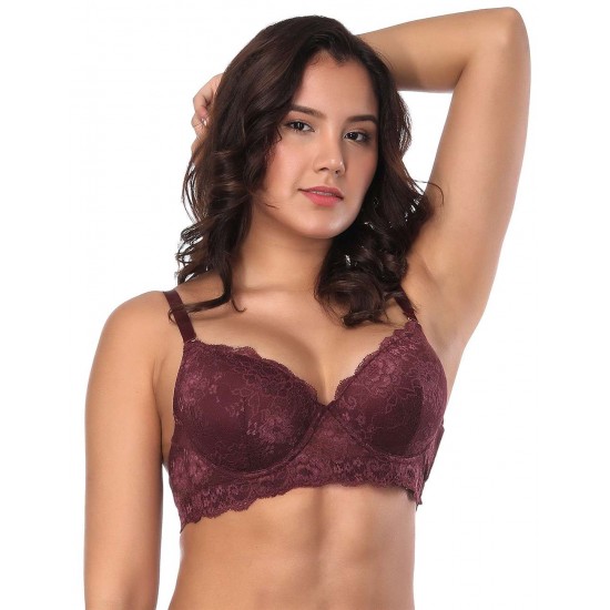 Wine Red high-quality lace comfortable T-shirt bra