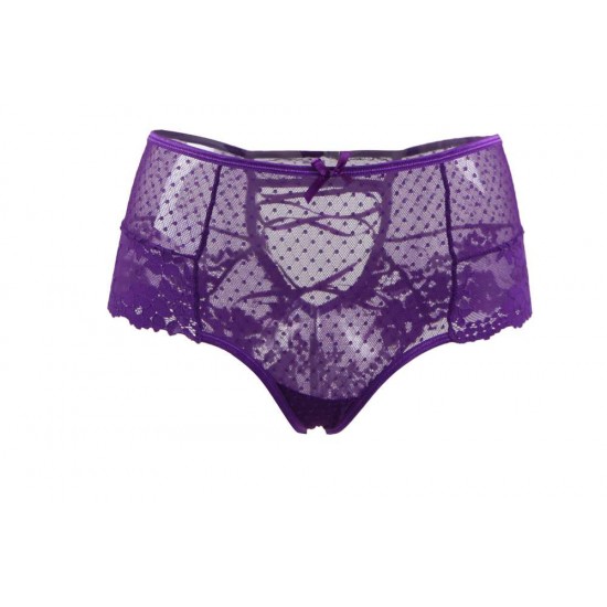 Sexy Purple High Waist Lace Strappy Panty