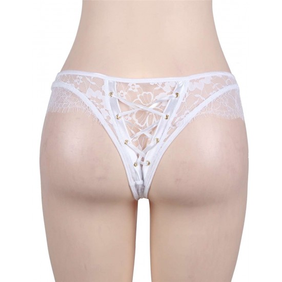 White Ribbon Eyelashes Lace Panty