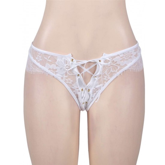 White Ribbon Eyelashes Lace Panty