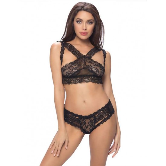 Black Lace Temptation Bra Set