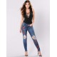 Top Design Embroidery Ripped Women Jeans