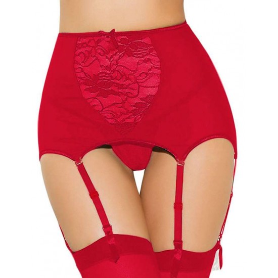 Sexy Red Lace Garter Panty