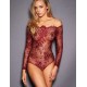 Red Eyelashes Lace  Long-sleeved Teddy