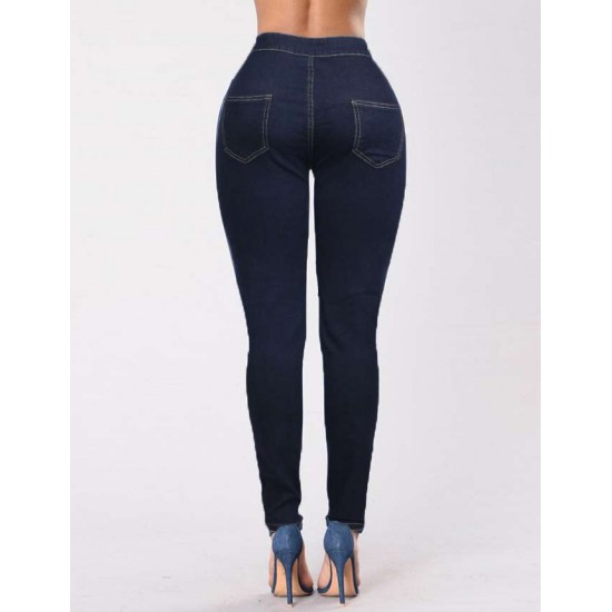 Pencil Pants Blue Female Fashion Casual Jeans