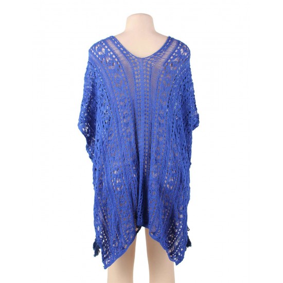 Blue Knitted Hollow out Beach Dress