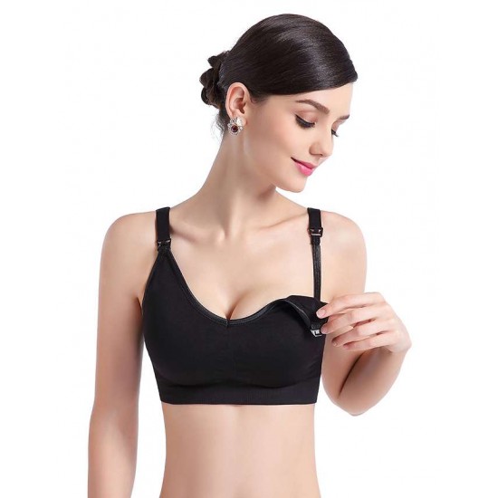 Black Comfort Breast-feeding Nursing Bra