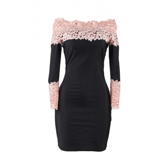 Long Sleeve Off-Shoulder Fashion Lace Dress