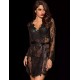 Plus Size Black Eyelash Lace Sleepwear Gown