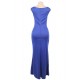 Blue Sleeveless High Slit Sexy Evening Dress