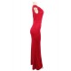 Red Sleeveless High Slit Sexy Evening Dress