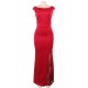 Red Sleeveless High Slit Sexy Evening Dress