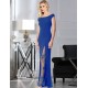 Blue Sleeveless High Slit Sexy Evening Dress