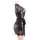 Plus Size Black Eyelash Lace Sleepwear Gown