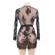 Plus Size Black Eyelash Lace Sleepwear Gown