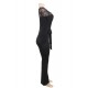 Black Falling shoulder lace stitching fashion jumpsuit