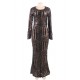 Black Striped Sequins Long Dress