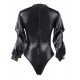 Black Deep V Collar bubble sleeve Teddy