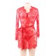 Plus Size Red Eyelash Lace Sleepwear Gown