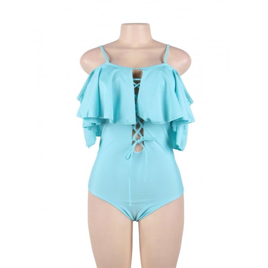 Ruffle Off-The-Shoulder One Piece Swimsuit