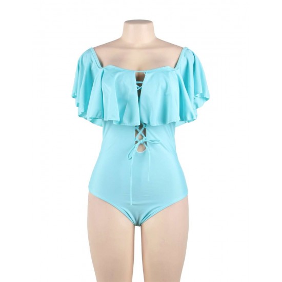 Ruffle Off-The-Shoulder One Piece Swimsuit