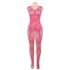 Strappy Shoulder Open Crotch Rosy Bodystocking