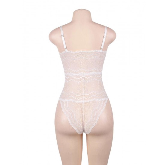 Sexy Chest Ribbon Adjusting Lace Teddy