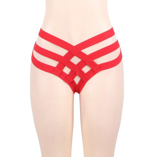 Red Cage Bandage Brief Thong Plus Size Panty