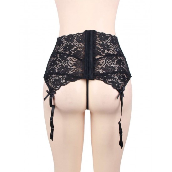 Black Sexy Lace Garter Panty