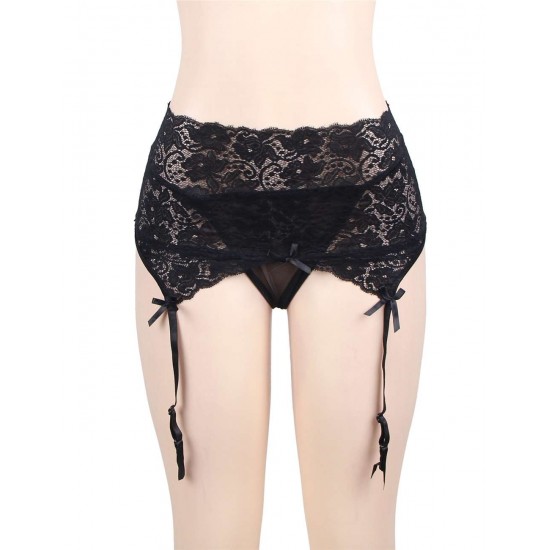 Black Sexy Lace Garter Panty