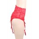 Plus Size Red Sexy Lace Garter Panty