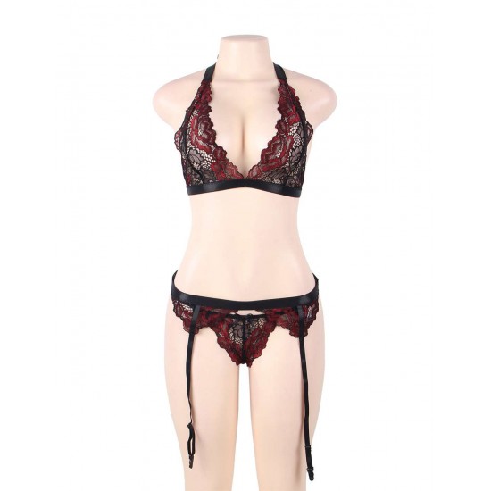 Deluxe Red Lace Bra Set