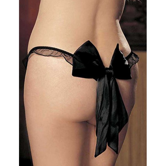 Plus Size Mesh Big Bow Ruffled Thong