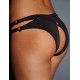 Black Plus Size Crotchless Double Strap Thong