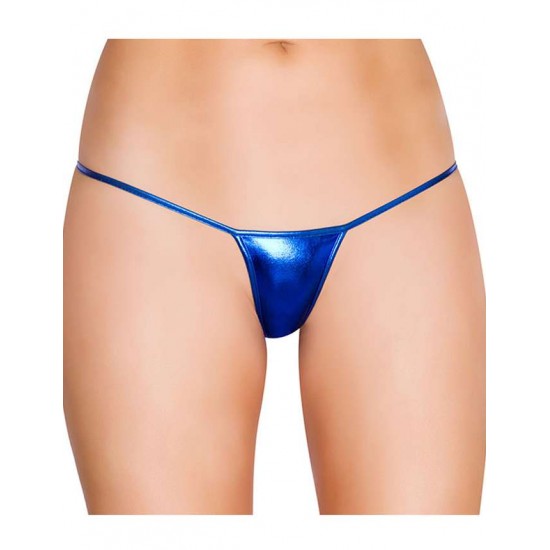 Blue Plus Size Exotic Micro Shiny G String Thongs