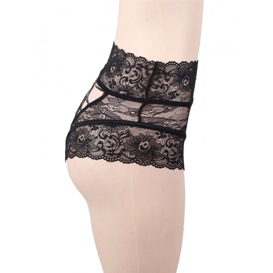 Sexy Black High Waist Lace Strappy Panty