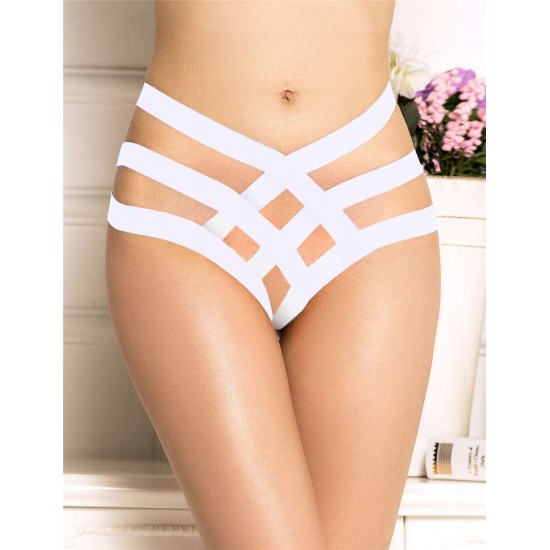 White Cage Bandage Brief Thong