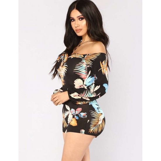 Drop Shoulder Print Jumpsuit