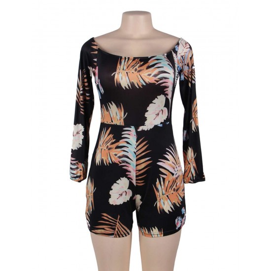 Drop Shoulder Print Jumpsuit