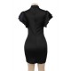 Black Shoulder Ruffle Sleeve Dress