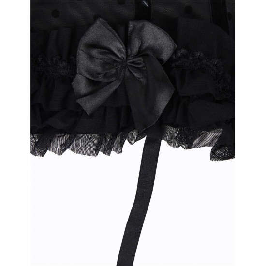 Black cute bow lace Corset