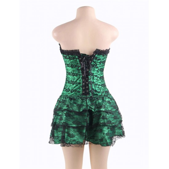 Green Lace Sexy Corset With Skirts