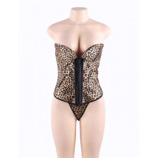 Cute Leopard Print Sweetheart Corsets